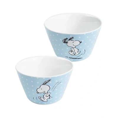 Imagen de United Labels The Peanuts Snoopy Cuenco para cereales (porcelana, 500 ml), diseño de lunares, color azul