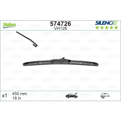 Imagen de Limpiaparabrisas Valeo Silencio Hblade 574726 450mm delante híbrido OPEL: Insignia A Sports Tourer, HYUNDAI: Ioniq, JEEP: Cherokee V