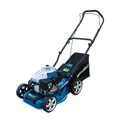Imagen de Cecotec Cortacésped de Gasolina Terrenator 2700.41 Total Z. Motor 144cc, 2,4kW y 3,2CV, Cuerpo Acero 41cm, Cambio Altura Sistema Z Tech, Corte, Recogida Mulching, Ruedas Traseras XL