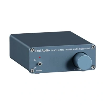 Imagen de Fosi Audio V1.0G Amplificador Estéreo, Mini Clase D 50Wx2 con Chip TPA3116 Amp y Entradas RCA, HiFi de 2 Canales para Altavoces Pasivos