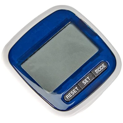 Imagen de moses Unisex Podómetro para Adultos con medición de Distancia e indicador Consumo calorías, Apagado automático y Clip cinturón, Azul, Talla única