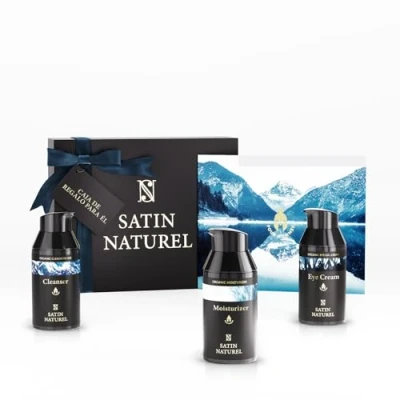 Imagen de Regalos Originales para Hombre Regalo Navidad con Crema Hidratante Facial + Contorno de Ojos Limpiador 3x30ml, Satin Naturel