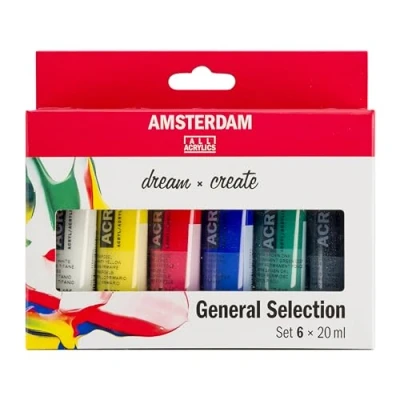 Imagen de Amsterdam Standard Series Set de Pintura Acrílica para Novatos Mezcla Colores (6 x 20 ml) Básicos