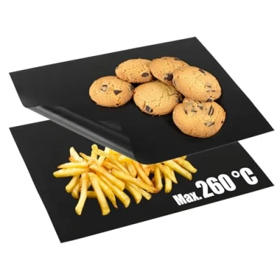 Imagen de COM FOUR® 2x Papel de hornear reutilizable hasta 260C antiadherente por ambas caras 33 x 40cm (negro)