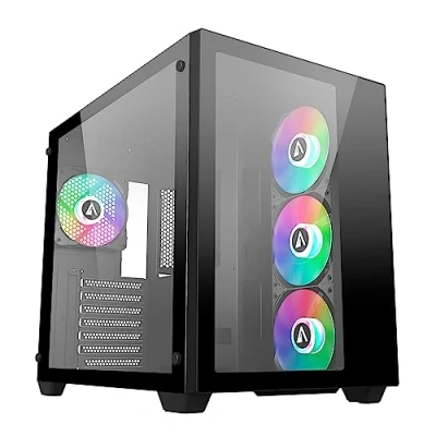 Imagen de ABYSM Gaming Caja PC Gamer Danube SAVA 285 BX203 Black ATX, con Espacio para Tarjetas Gráficas de hasta 410 mm, Lateral y Frontal Cristal Templado, USB C Ventiladores ARGB