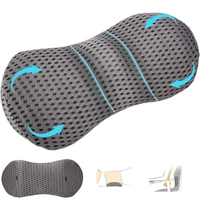 Imagen de Zhufas Cojin Lumbar, Lumbar Coche, Silla Oficina, Cojín Ergonómico de Espuma viscoelástica, Almohada para Casa Dormir, Cama (Gris)
