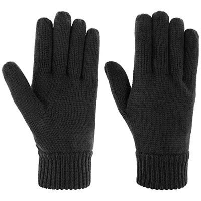 Imagen de LIPODO Thinsulate 3M Guantes de punto Mujer/Hombre Con forro vellón Otoño/Invierno puño elástico exteriores negro S