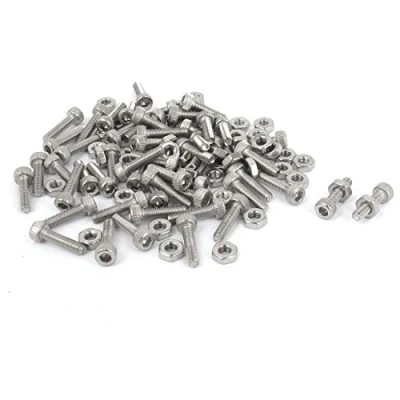 Imagen de sourcing map ® M2,5 x 10 mm hexagonal cabeza moleteada gorra Tornillos Tuercas Set 50Pcs