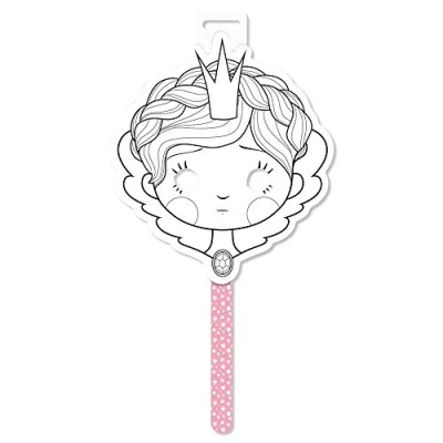 Imagen de Avenue Mandarine GY057O Un masque Graffy Stick à customiser avec manche en carton imprimé 22x39,5 cm, Princesse