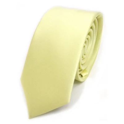 Imagen de TigerTie corbata estrecha amarillo pálido de azufre monocromo poliéster