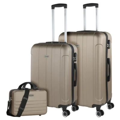Imagen de ITACA Juego Maletas De Viaje rígidas Trolley con Candado Combinación y 4 Doble Rueda 360 Set Ligeras Resistentes Neceser, Champagne