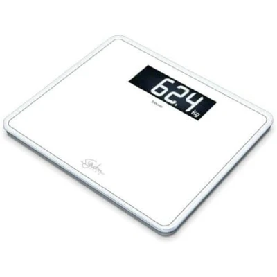 Imagen de Beurer GS400 Blanca Báscula Digital de Vidrio, Vidrio Seguridad 8Mm, 200Kg / 100 g, Pantalla Lcd Retroiluminada Grandes Dígitos 3.9 cm, Apagado Automático, Color Blanco