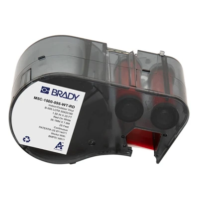 Imagen de Brady M5C 1500 595 WT RD cinta vinilo rojo sobre blanco 38,1 mm x 7,62 m (original)