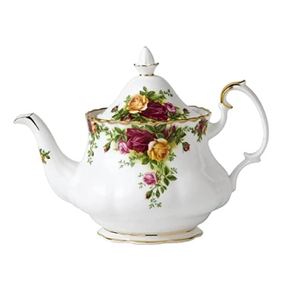Imagen de Royal Albert Regalo Old Country Roses Juego de Servir Vintage para 4 Tazas, Porcelana China tamaño Mediano Patrón Floral, 0,8 litros, Tetera l, 1 Count (Pack of 1)