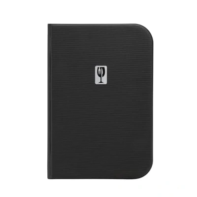 Imagen de SECURIT Portamenús Essential Line 6 Insertos Fijos Doble Cara = 12 Páginas A4 Cubierta Rígida de PVC con Placa Serigrafiada Café, Bar, Restaurante Color Negro