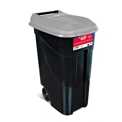 Imagen de Tayg Tapa Gris Contenedor de residuos 80 litros con Base Negra