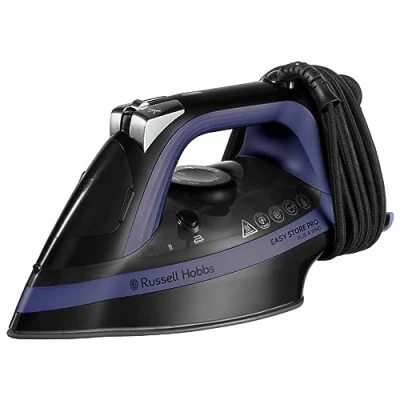 Imagen de Russell Hobbs Plancha de Ropa Easy Store PRO, Cable Enrollable y Clavija se Encaja en Base para Guardar, 2400 W, Suela Cerámica, Golpe Vapor 200 g, Ajuste Automático Temperatura según Tejido,26731 56