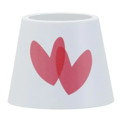 Imagen de Zafferano, Poldina Cover Edición Especial San Valentín, Pantalla de Metal para Lámpara Mesa, Compatible con Lámparas Poldina, Diseñada en Italia, Ø11.4 x 8.9 cm, Color Blanco Corazones Rojos