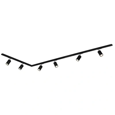 Imagen de Briloner Sistema de riel RAIL 230 V negro 6 focos 2,25 m conector esquina