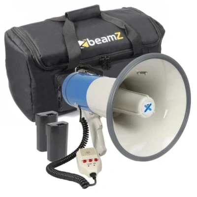 Imagen de Vonyx MEG065 Megáfono 65W con 2 baterías Recargables, USB MP3, micrófono Desmontable, Sirena integrada, Alcance 1,2 km y Bolsa de Transporte Resistente para Eventos Seguridad