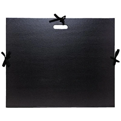 Imagen de Exacompta 538900E 1 tablero de dibujo kraft negro barnizado con cintas tela y asa fondo esquinas lona dimensiones 59 x 72 cm formato archivo pasas (500 650 mm) color