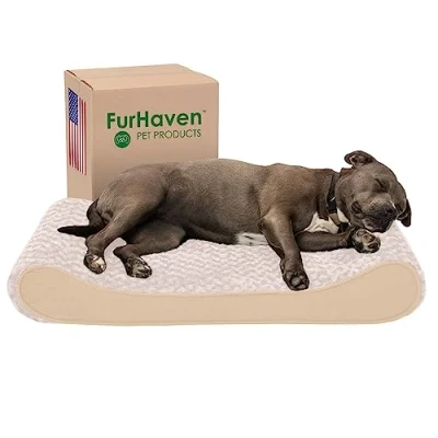 Imagen de FurHaven Cama para Perros, Pelaje sintético, Ultra Felpa (Crema), 91 x 61 14 cm (L W H)