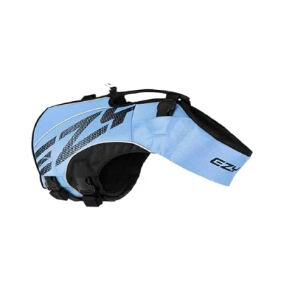 Imagen de EzyDog chaleco salvavidas premium para perros, DFD X2, perros pequeños, medianos y grandes, con asa (3XS, azul)