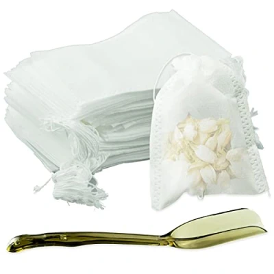 Imagen de 200 Piezas Bolsas de filtro Té desechables con cordón, para suelto, Te Vacias Fragante, Especias, Vainilla, Lavanda, Café (7 x 9cm)
