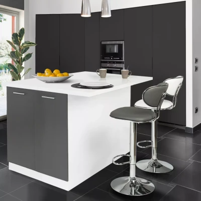 Imagen de IDMarket Ilot Central IVO 120 cm Blanco y Gris con encimera