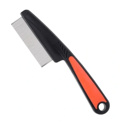 Imagen de nuoshen Peine antipulgas para pelo largo, perros y gatos, mango ergonómico, diseño de dientes finos, herramienta aseo eliminar pulgas