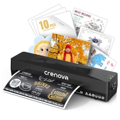Imagen de Crenova Laminador térmico 4 en 1, A4, 20 bolsas laminadoras