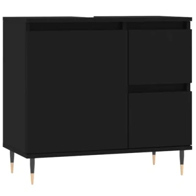 Imagen de vidaXL Armario de baño Madera contrachapada Negro 65x33x60 cm