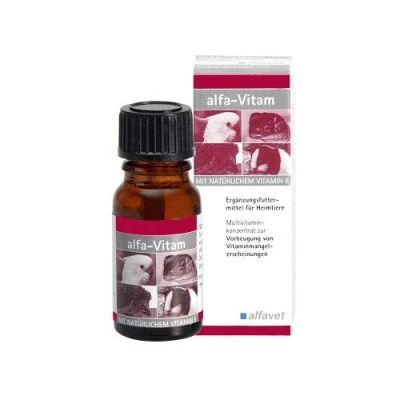 Imagen de alfavet ALFA Vitam, 10 ml, concentrado multivitamínico para la prevención de deficiencias vitaminas, alimento complementario pájaros, roedores pequeños, reptiles