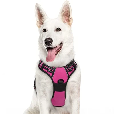 Imagen de Eagloo Arnes Perro Grande, Antitirones Antiescape, Chaleco Acolchado Ajustable, Anillos de Pecho y Espalda, Material Transpirable con Cinta Reflectante, Ejercer Correr, XL Rosa Rojo