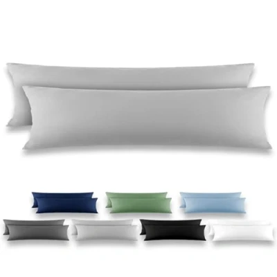 Imagen de REDKEY Funda Almohada Juego de 2 Fundas Almohadas 40x145 cm, con Solapa (sin Cremallera), Transpirable Suave Antiarrugas Microfibra Gris Claro