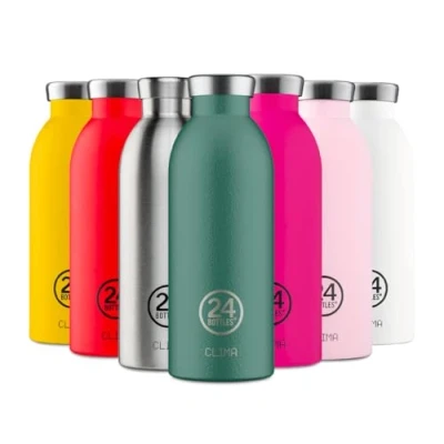 Imagen de 24Bottles Clima Botella Agua Acero Inoxidable, Termica 500ml 12H Caliente y 24H Frío Ideal como Gimnasio, Niños Deporte, Cantimplora 100% Hermética, Water Bottle Sostenible