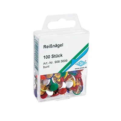 Imagen de Wedo 9085699 Chinchetas multicolores, 100 unidades, 10 mm