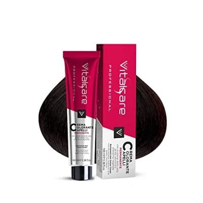 Imagen de Vitalcare Professional Coloración permanente profesional, crema colorante, cabello teñido con proteínas de seda, n.º 1/00, negro, 100 ml