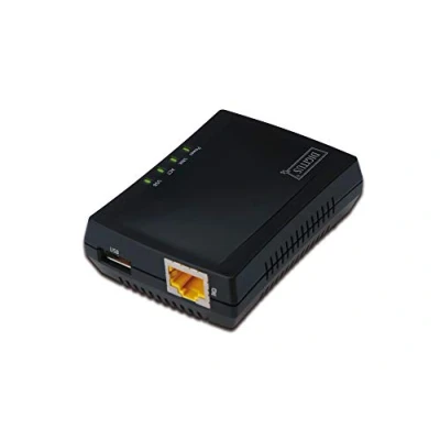 Imagen de DIGITUS Fast Ethernet USB Servidor de red, multifuncional para NAS, concentrador USB, impresora, unidad DVD, 1 puerto, 2.0, red 10/100 Mbit / s,RJ45 , negro