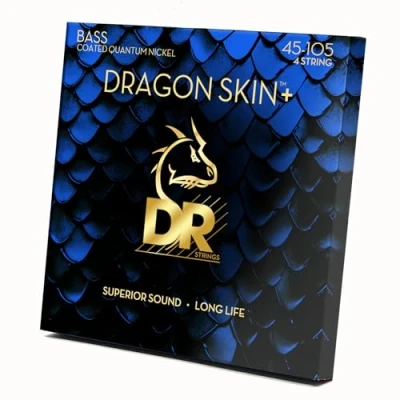 Imagen de DR DBQ 45 DRAGON SKIN+™, Cuerdas de bajo recubiertas níquel cuántico, Sonido superior con tacto agradable y larga vida útil: Light 105