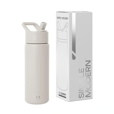 Imagen de Simple Modern Botella Agua Niños Acero Inoxidable con Pajita Térmica Aislada para Deportes Gimnasio Summit 530ml Almond Birch