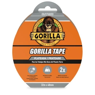 Imagen de Gorilla Nuevo Tape Cinta Americana Plata Agarre Extrafuerte en Superficies Rugosas e Irregulares Multiusos y Resistente al Agua (32 Metros)
