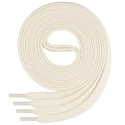 Imagen de Di Ficchiano Cordones planos de algodón 100% para zapatillas y calzado deportivo, muy resistentes, aprox. 7 mm ancho, 45 200 cm longitud, fabricado en Europa, Unisex, crudo, 90