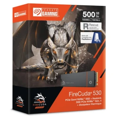 Imagen de Seagate FireCuda 530, 500 GB, Internal Solid State Drive M.2 PCIe Gen4 x4 NVMe 1.4, transfer speeds up to 7,000 MB/s, 3D TLC NAND, 640 TBW, Heatsink, 3 year Rescue Services (ZP500GM3A023)