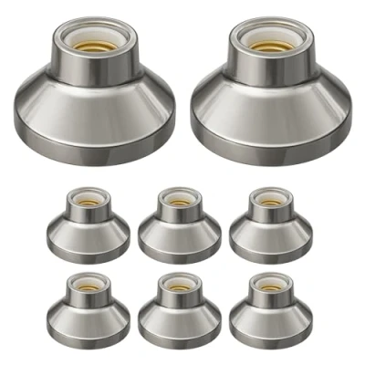 Imagen de ledscom.de 8 unid. plafón/portalámpara ELEKTRA, porcelana, plata brillante, 1x E27 máx. 300W