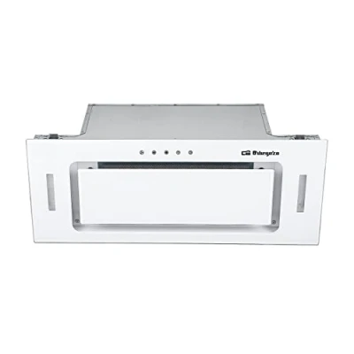 Imagen de Orbegozo CA 09160 BL Campana extractora cassette 60cm, Clase A, frontal cristal templado blanco, extracción 589,4 m3/h, 3 niveles de potencia, iluminación LED