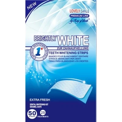 Imagen de LOVELY SMILE Premium Line 50 Bandas Blanqueadoras Dientes Blanqueamiento de dientes, Tiras para 25 aplicaciones con avanzada tecnología antideslizante Teeth Whitening Strips by RAY OF SMILE®