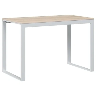 Imagen de vidaXL Escritorio de Ordenador Oficina Despacho Estudio Casa Computadora Trabajo Mesa Auxiliar Estable Contrachapada Blanco y Roble 110x60x73 cm