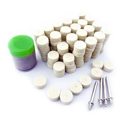 Imagen de Merryland Disco de Fieltro Pulir para Dremel 125pcs, Ruedas 13mm 120pcs Pasta 1pcs con Mandril 4pcs, Mini Herramienta Rotativa Accesorio Eléctrica DIY, RMTA125C2