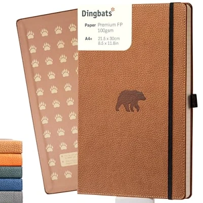 Imagen de Dingbats* Vida Silvestre Cuaderno A4 Punteado Extra Grande Libreta de Tapa Dura Cuero PU Cierre Elástico, Soporte para bolígrafos, Marcador